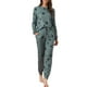 thumbnail image 1 of Conjunto de pijama de manga larga para mujer INSPIRE CHIC, sudadera de punto impresa con estrellas, 2 piezas, ropa de dormir M gris, 1 of 6