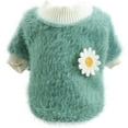thumbnail image 1 of EIMELI Dog Sweaters for Small Dogs Girl Daisy Style Plush Round Neck Flowers Sweater Green M, 1 of 8