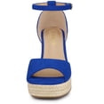 thumbnail image 3 of Sandalias de alpargatas de mujer Allegra K Plataforma Correa en el tobillo tacón de cuña Azul oscuro 40, 3 of 6