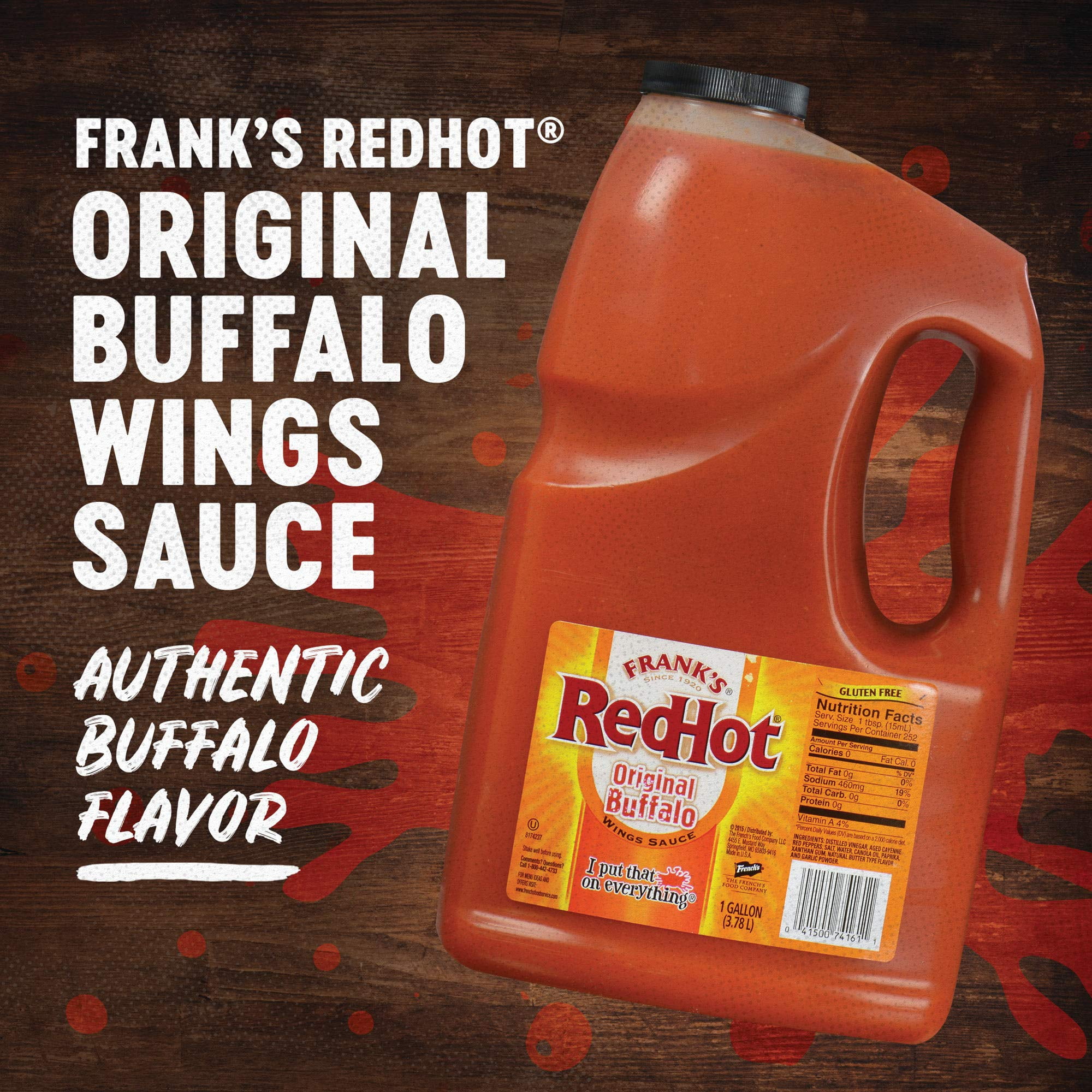 Frank's RedHot Original Buffalo CI30&nbsp;Wings Sauce, 1 gal - 1 Gallon Bulk Container of Buffalo Hot Sauce with a Bold, Spicy Flavor Perfect for Wings, Dressings, Dips and More