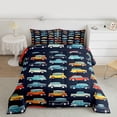 thumbnail image 2 of Manfei Cute Cartoon Car Bedding Comforter Set,Colorful Vehicle Twin Comforter Sets,Black Blue Yellow Bedding Set For Boys Kids,Microfiber Bedroom Decor Reversible,2pcs, 2 of 8