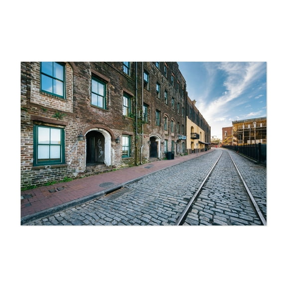 Cobblestone River Street - Savannah Georgia Photography Unframed Wall Art Print 5 x 7 inches