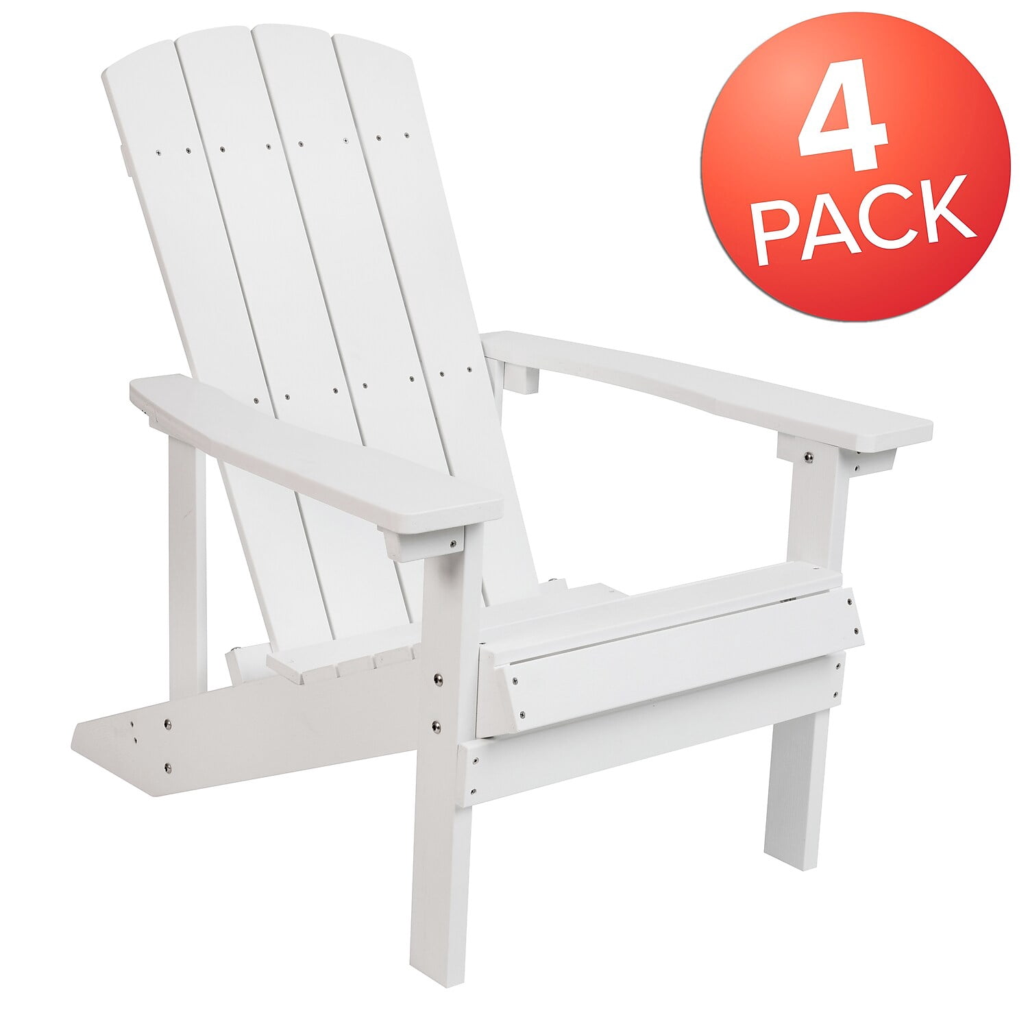 Flash Furniture Charlestown Weather Resistant Resin Adirondack Chair - White (Set of 4)