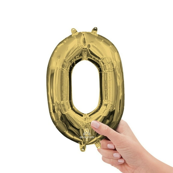 16 inch Number 0 - Anagram - White Gold (Air-Fill Only) Foil Mylar Balloon - Party Supplies Decorations