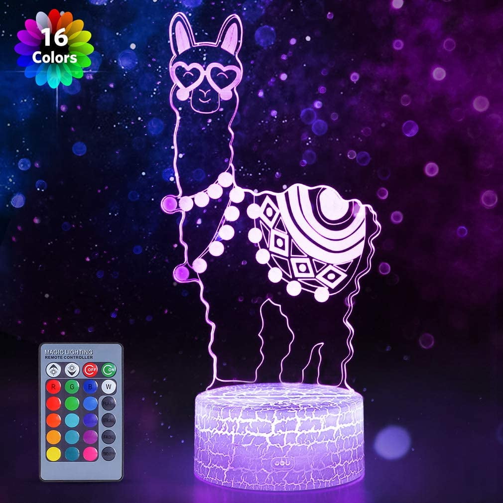 Christmas Alpaca Llama 3D Optical Illusion Lamp,16 Colors Change with Touch Control Kid Night Light Home Office Bedroom Decor as Birthday Christmas Llama Gift for - Walmart.com