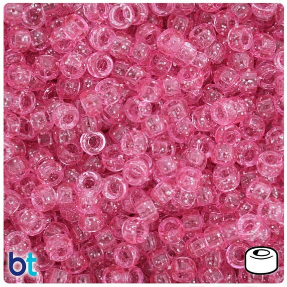 BeadTin Pink Sparkle 6.5mm Mini Barrel Pony Beads (1000pcs)