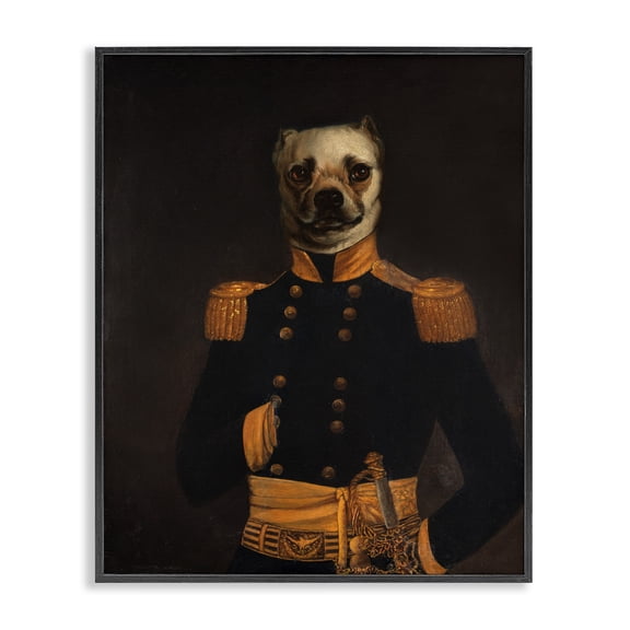 Stupell Industries Cottage Colonial Military Dog Black Framed Giclee Art, 11 x 14, by CAD Designs