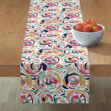 

Cotton Sateen Table Runner 90 - Abstract Circles Contemporary Modern Geometric Blush Aqua Navy Pink Mint Gray Colorful Print Custom Table Linens by Spoonflower