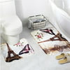 2Pcs/Set Paris Eiffel Tower Butterfly Non-Slip Bathroom Toilet Pedestal Rug + Bath Mat Absorbent Pad Decorative Supplies