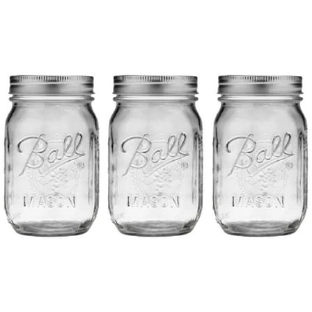 Ball Pint Mason Jar, Regular Mouth, 16 oz (3 Count)