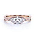thumbnail image 2 of JeenMata Elegant 1.75 Carat Round Moissanite - Cluster - Tapered Band - Engagement Ring with Pave Accents - 18K Rose Gold over Silver, 2 of 7