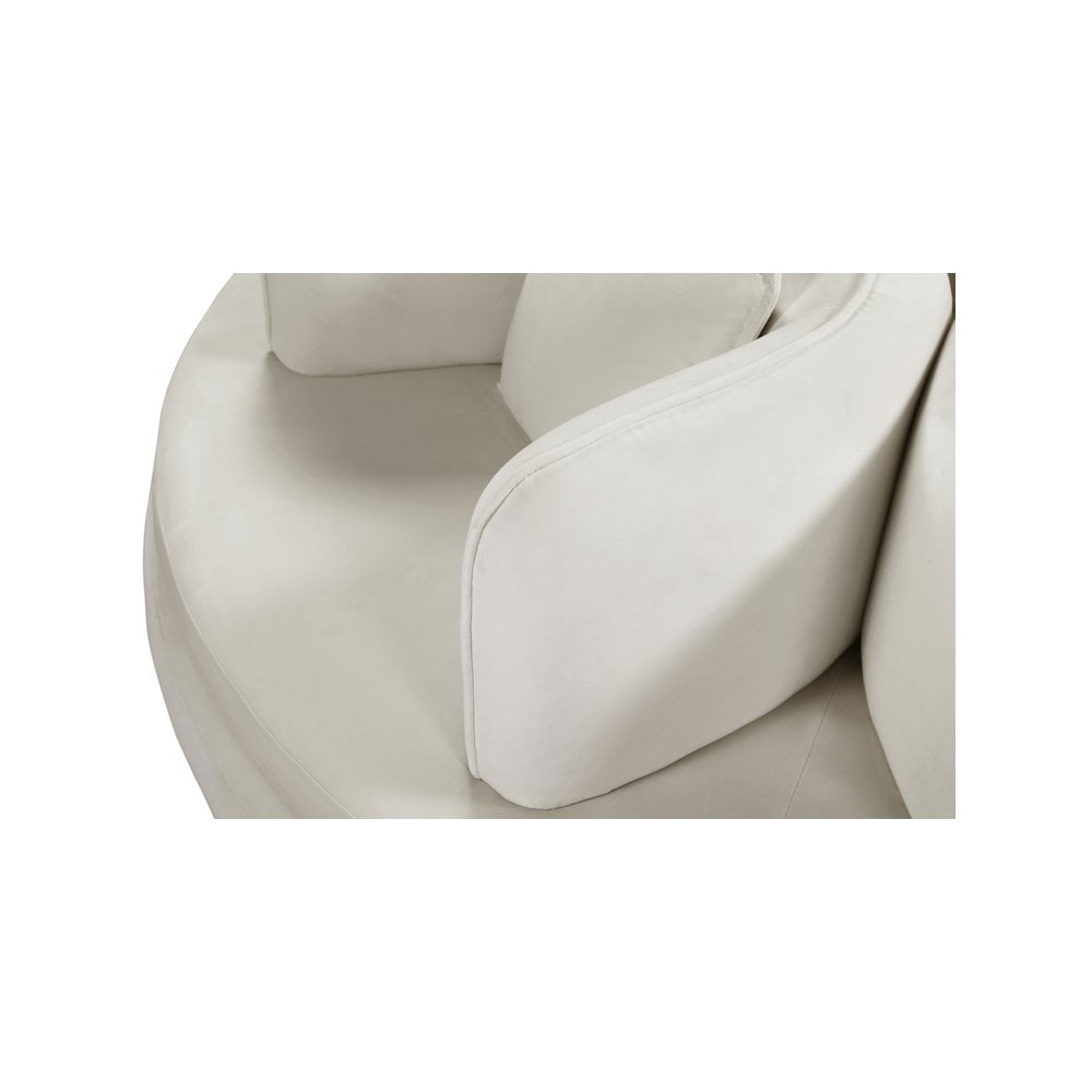 Meridian Furniture Circlet Roundabout Sofa with Gold Iron Legs, Cream Velvet
