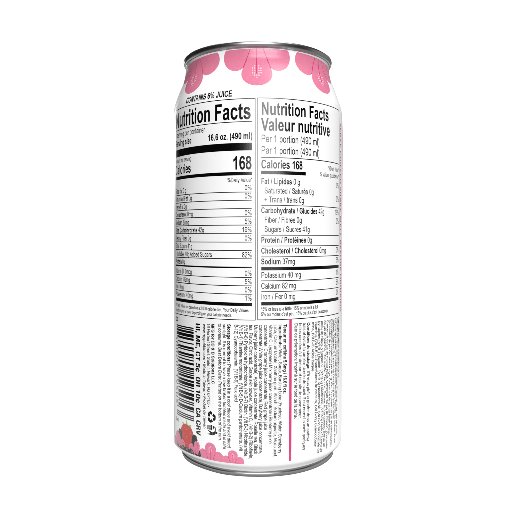 INOTEA/POBBLE, Popping Bubble Tea Mixed Berries + Hibiscus Drink Mix, 12 Count, 16.6 oz