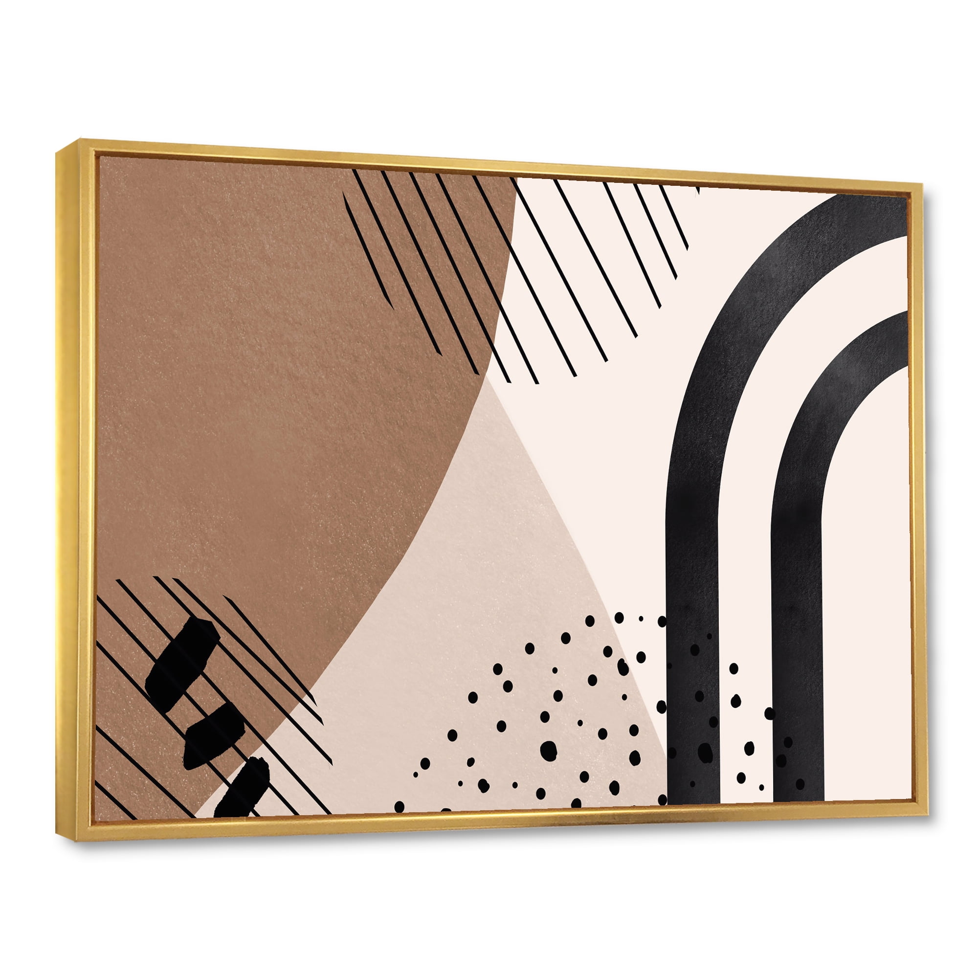 Designart 'Abstract Ivory Shapes and Shapes in Terracotta I' Modern Framed Canvas Wall Art Print