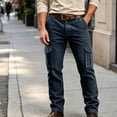 thumbnail image 2 of Mens Corduroy Pants Straight Wide Leg Button Work Pants Vintage Cargo Pants with Multi Pockets for Streetwear, 2 of 9
