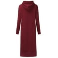 thumbnail image 7 of FEIFLY Women Winter Warm Hooded Hoodie Baggy Pullover Oversize Sweatshirt Long Dress Long Sleeve Solid Color Relaxed Fit Autumn Tops, 7 of 7