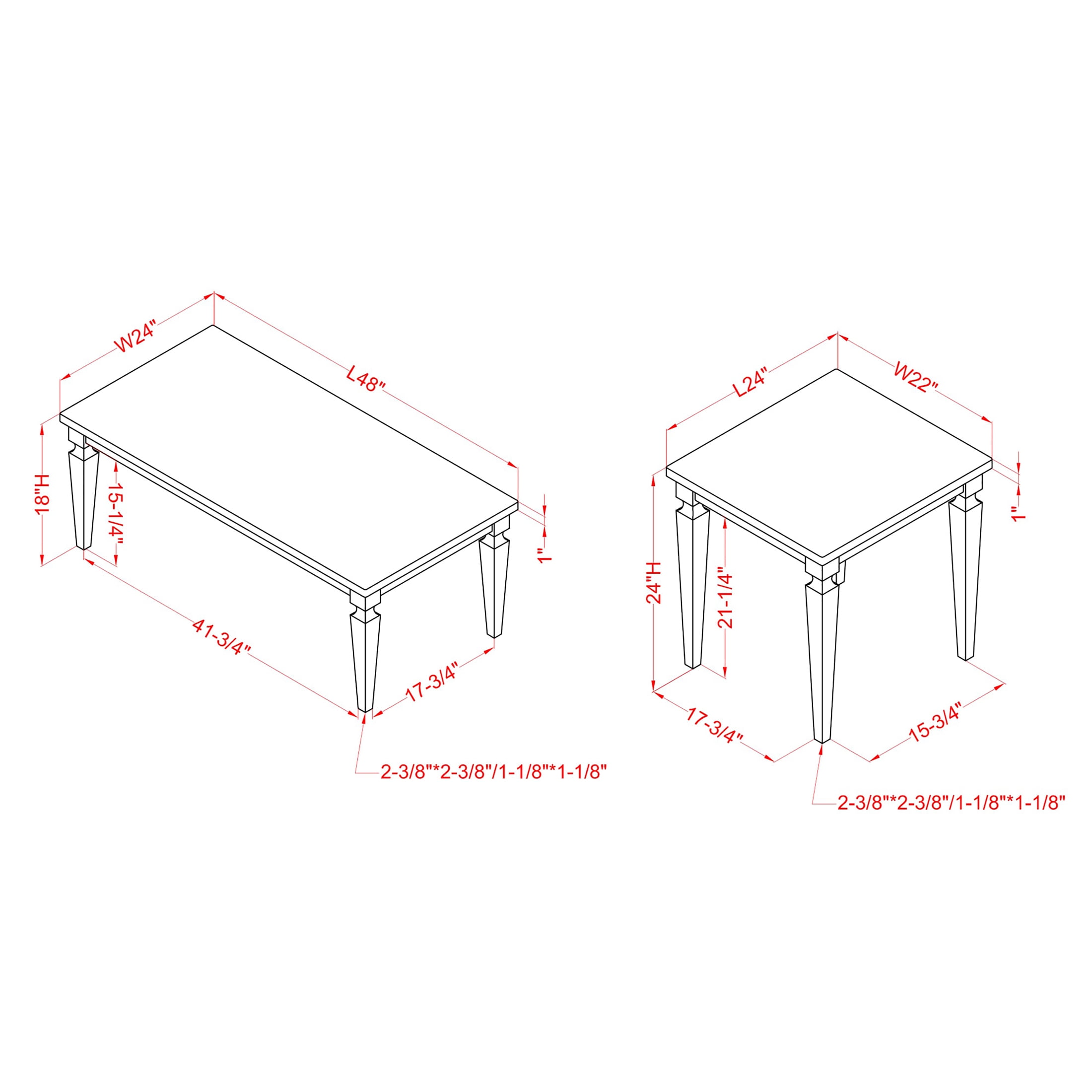 Furniture of America Leen 3-Piece Coffee Table Set, Antique Blue