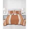 thumbnail image 2 of Full Size Quilt Bedding Set, Vintage Burnt Orange Striped Reversible Summer Quilt 3 Pieces, Farmhouse Modern Stripes Boho Lightweight Bedspreads Coverlets with 2 Pillow Shams for All Seasons, 2 of 5