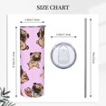 thumbnail image 3 of Stainless Steel Tumbler Pink Pug Dog Coffee Mug Water Bottle 20oz Insulated Travel Straight Cups Hot Beverage Drinks Cup with Spill Proof Lid Straw for Men Women Kids, 3 of 6