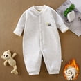 thumbnail image 2 of 18-24 Months Toddler Fall Winter Striped Romper,Crew Collar Long Sleeve Bodysuit,Thick Soft Waffle Cotton Baby Jumpsuit for Unisex Infant Casual 12 18 24 Months 2T 3T,Grey, 2 of 4