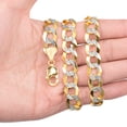 thumbnail image 4 of Nuragold 14k Real Yellow Gold Solid Cuban Curb Link 12.5mm Diamond Cut Pave Chain Bracelet (8"-9") Two Tone Italian Jewelry for Men, 4 of 9