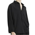 thumbnail image 3 of Brglopf Mens Button Down Shirts Casual Lightweight Long Sleeve Collared Shirts Solid Color Loose Fitted Comfort Ice Silk Shirts, 3 of 4
