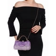 thumbnail image 4 of REMANLAND Women's Sparkling Rhinestone Fringe Evening Handbag with Top Handle and Chain Strap, Purple, 4 of 8