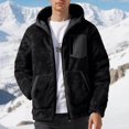 thumbnail image 2 of Men's Fuzzy Sherpa Coat Fleece Zip Up Hooded Jacket Black XL, 2 of 9