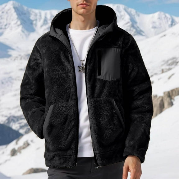 Men's Polar Lined Jacket Warm Full Zip Up Thick Jacket Soft Outwear Winter Coat with Zipper Pocket,For men in autumn and winter, there are warm, thickened jackets, warm jackets