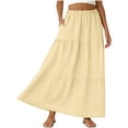 thumbnail image 2 of Womens Eyelet Maxi Skirt Swing Ruffle Tiered A-Line Dress Summer Beach Vacation Boho Long Flowy Skirts with Pocket, 2 of 6