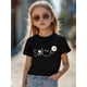 thumbnail image 1 of Girls' Black 'Smile' Daisy Print T-Shirt - Soft Stretch Crew Neck Short Sleeve Tee, Casual Summer Top for Ages 8-14, Machine Washable, 1 of 7