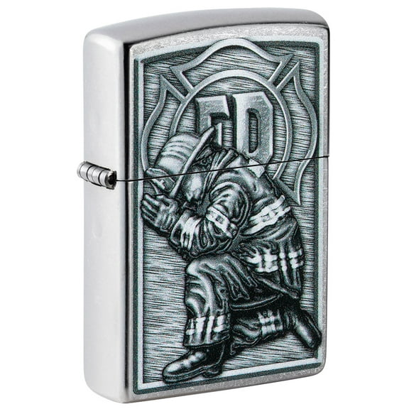 Zippo Firefighter Design Street Chrome Pocket Lighter