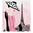 thumbnail image 3 of Ambesonne Teen Room Shower Curtain, Woman Eiffel Tower, 69"Wx70"L, Pale Pink and Black, 3 of 3