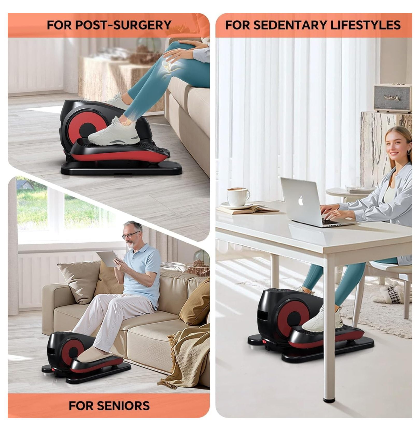 2026 New Under Desk Elliptical Machine, Electric Exerciser Pro with 16 Adjustable Speed, Quiet and Fully Assembled with Control & Non-Slip Foot Straps Black