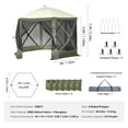 thumbnail image 3 of Pop Up Gazebo Tent, Pop-Up Screen Tent 6 Sided Canopy Sun Shelter with 6 Removable Privacy Wind Cloths & Mesh Windows, 10x10FT Quick Set Screen Tent with Mosquito Netting, Army Green, 3 of 6