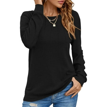 Women's Long Sleeve Shirts Casual Tops Dressy Blouses Fashion Pleated Tunic