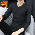thumbnail image 3 of Suéter de punto de color sólido para hombre, jersey de negocios negro, ropa de hombre blanca lisa, sudadera con cuello en V, cálida, informal, tendencia 2024 XT, 3 of 5