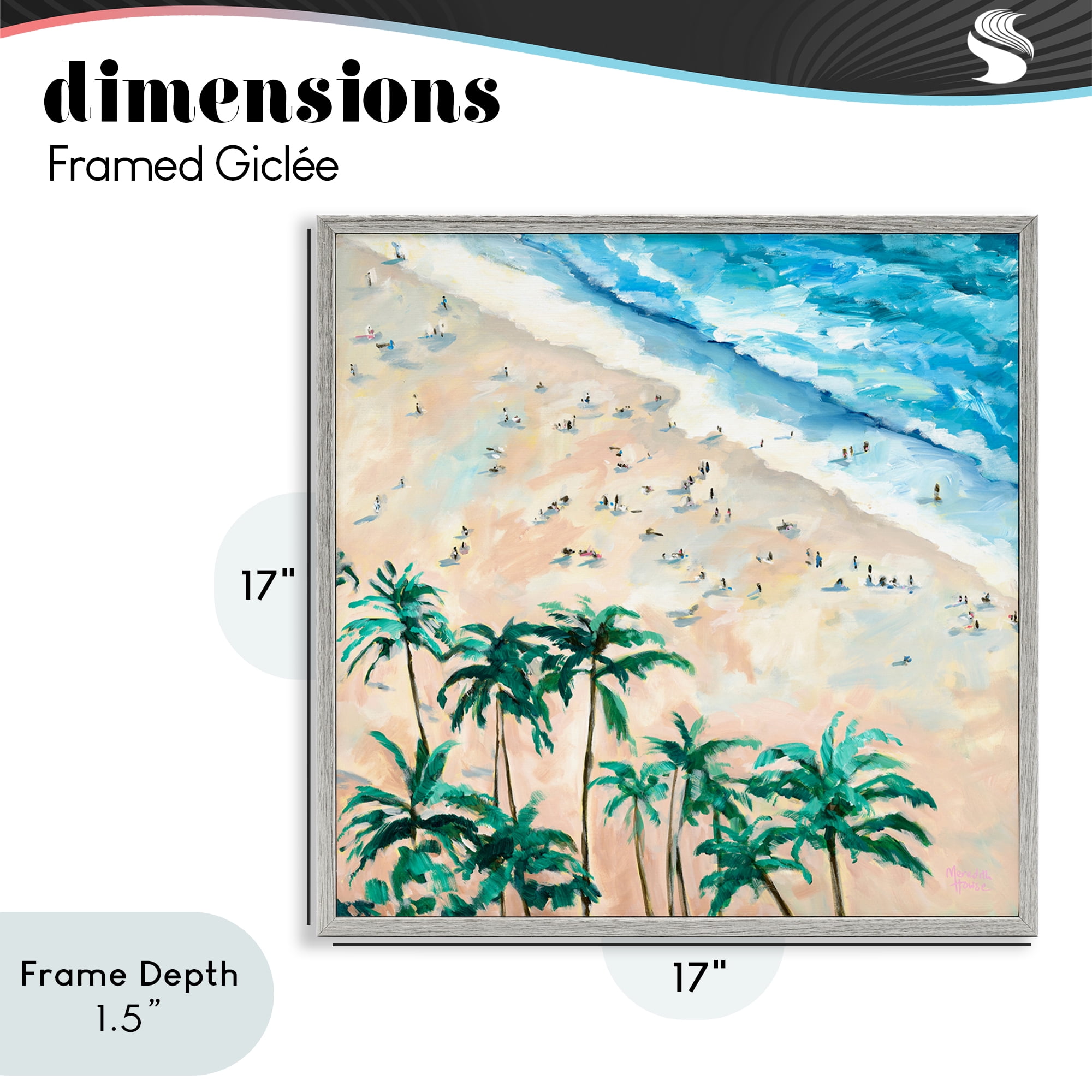 Stupell Industries Waikiki Beach Overview Gray Framed Giclee Art, design by Meredith Howse