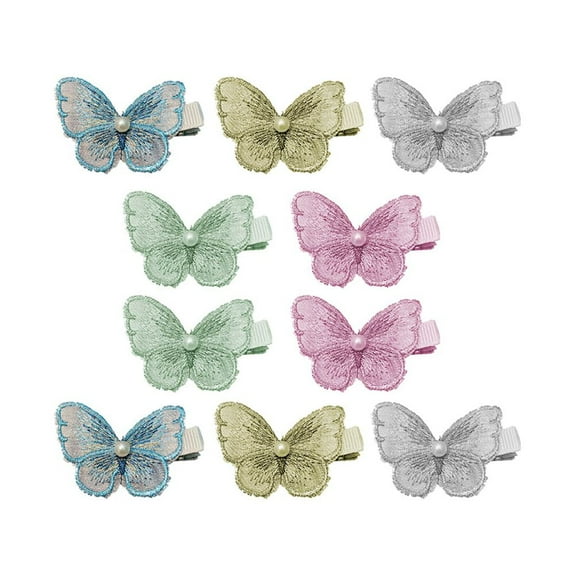 DINHEAROM Hair Accessory for Girl 10Pcs Small Clips for Hair in Butterfly Shape with Decorative Design