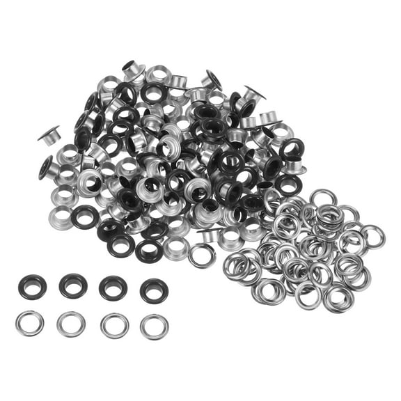 Uxcell 100set Grommets Kit Metal Eyelets 6mm 1/5" Hole Tiny Grommet for Shoes Clothes Belt Bag DIY Project, Black
