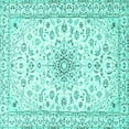 thumbnail image 1 of Ahgly Company Machine Washable Indoor Square Medallion Turquoise Blue Traditional Area Rugs, 5' Square, 1 of 4