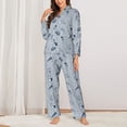thumbnail image 2 of Yiaed Shells And Sand Print Pajamas Women's Long Sleeve Sleepwear Soft Button Down Loungewear Pjs Lounge Set Nightwear Womens Pajama Pants-X-Large, 2 of 7