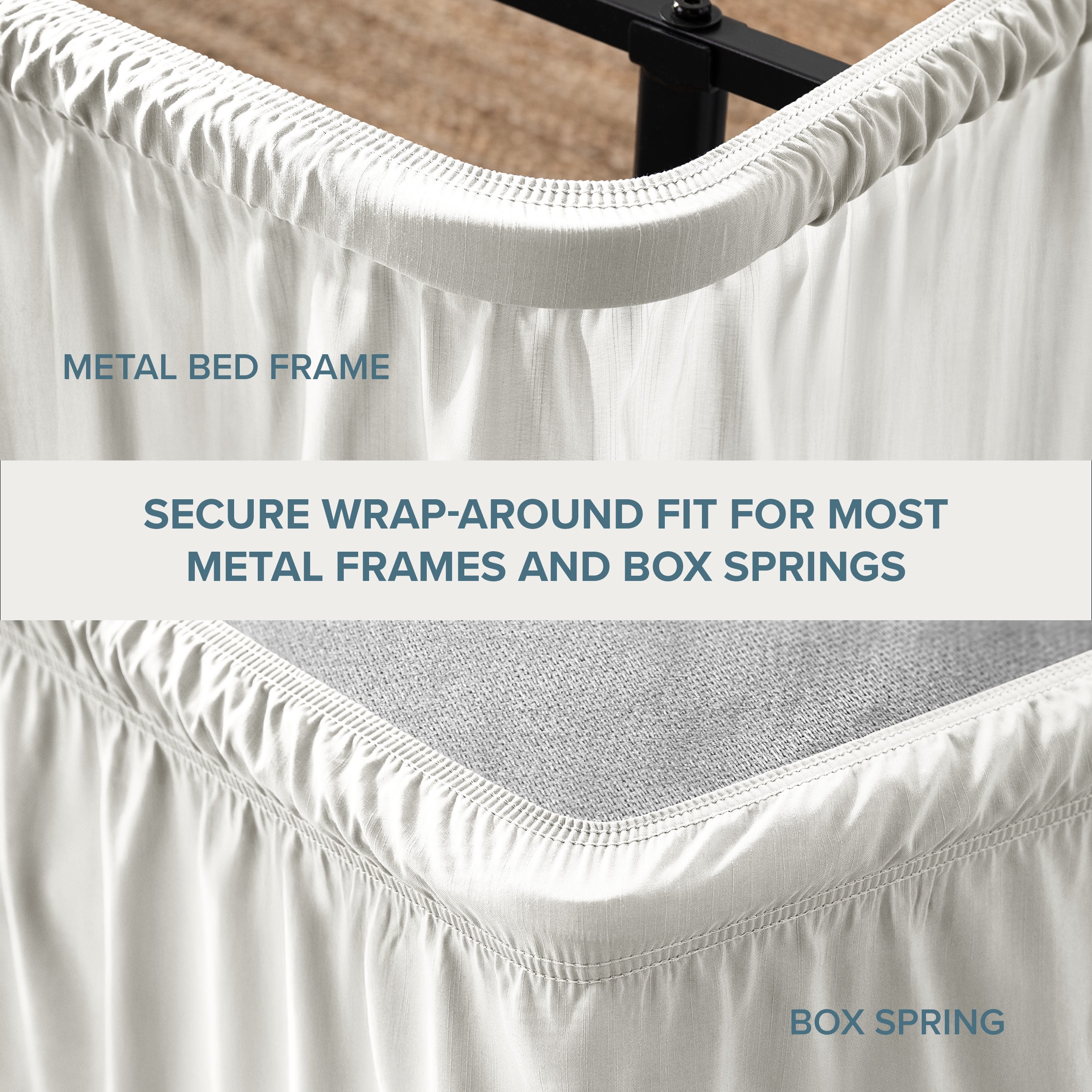 Bare Home  Adjustable Wrap Around Bed Skirt Twin XL - Cream