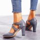 thumbnail image 5 of De mujer Hebilla de color sólido Punta redonda Corte bajo Tacón grueso Zapatos de tacón alto Wmkox8yii  hfjk1156, 5 of 5