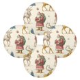 thumbnail image 2 of 15.4" Round Placemat Set of 4 Polyester Fabric Place Mats Non-Slip Dining Kitchen Table Mats for Kitchen Party Decor Retro Santa Claus and Reindeer, 2 of 5