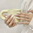 10pcs Handmade Press on Nails Aurora Glitter Pink Pearl Design Fake