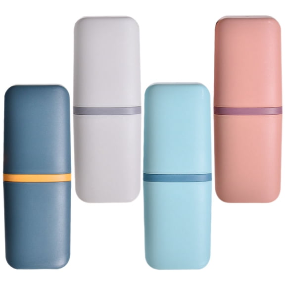 Soimiss 4Pcs Multifunctional Toothbrush and Toothpaste Storage Box for Travel and Daily Use