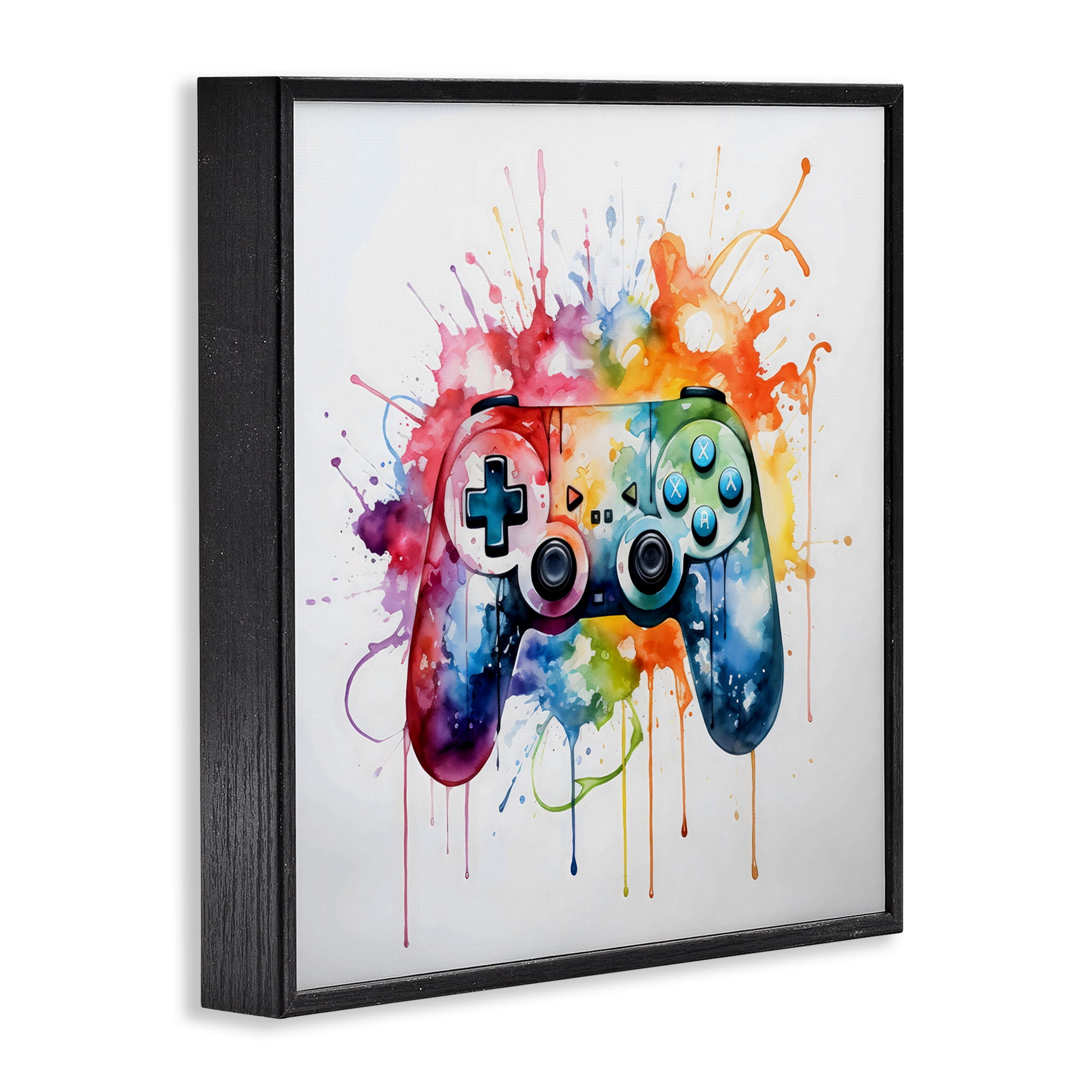 Stupell Industries Colors of Gaming Splatter Black Framed Giclee Art, design by Creative Studio