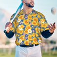 thumbnail image 5 of Goofa Vintage White Yellow Sunflower Pattern Mens Golf Shirt Baseball T-shirt Moisture Wicking Dry Fit Performance Sport Short Sleeve Striped Golf Polo Shirts-Large, 5 of 7