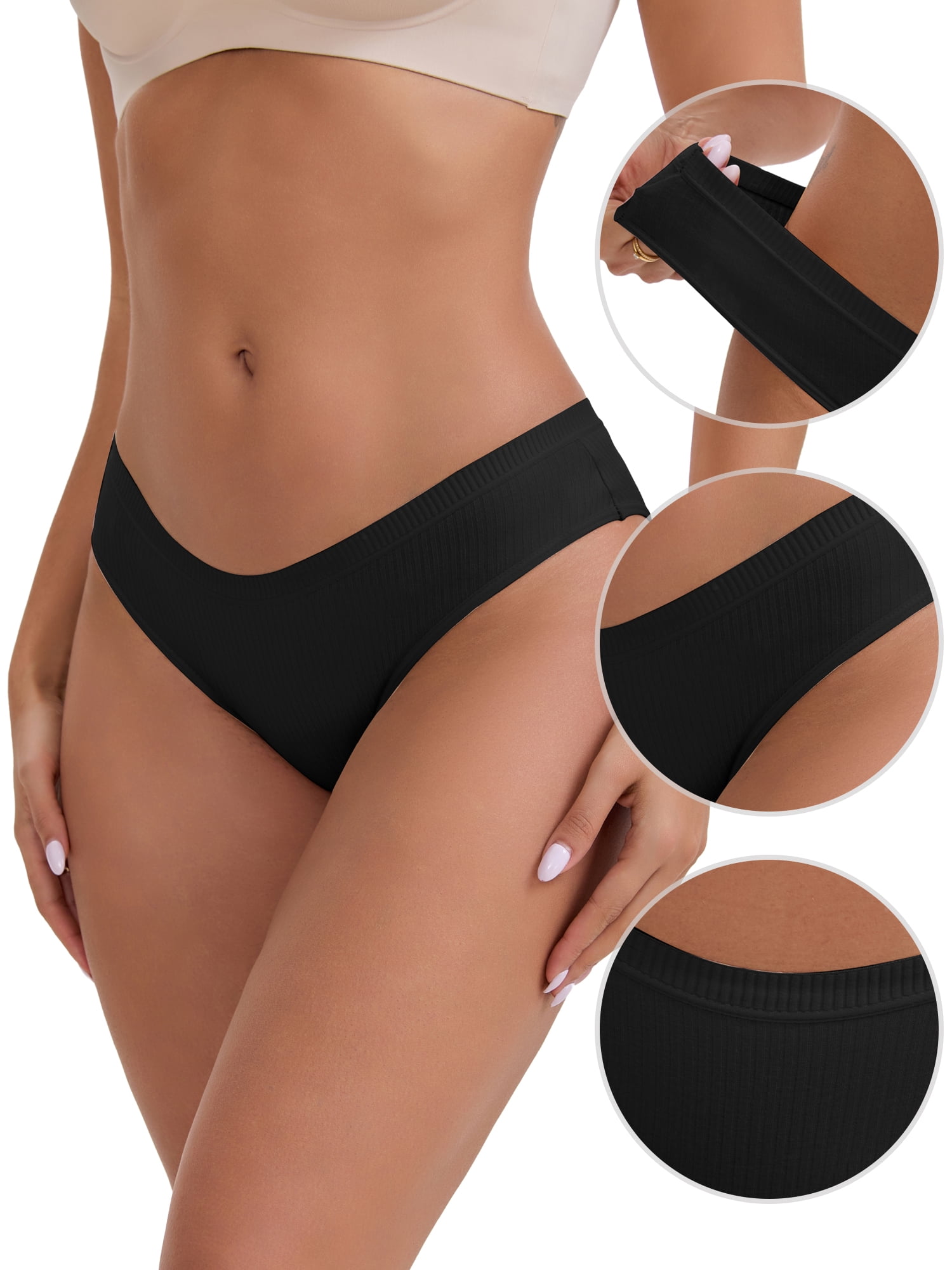DARING DIVA Women's Cotton Underwear Basic Briefs 5Pcs S Black